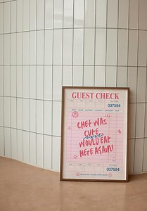 Chef Was Cute Print | Guest Check Print | Chef Was Cute Would Eat Here Again | Trendy Kitchen Art | Minimal Kitchen Poster | Restaurant Art - Etsy Canada
