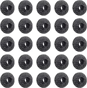 NBEADS About 50 Pcs 15.5mm Lava Beads, Natural Black Large Hole European Beads Rondelle Loose Lava Gemstone Beads for Jewelry Making