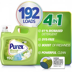 Purex Natural Elements Liquid Laundry Detergent, Linen & Lilies, 250 fl oz, 192 Loads