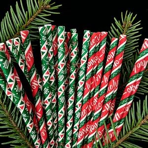 [Hot Item] Silver-Foil Star Christmas Wreath Recyclable Paper Straws