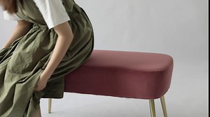 Adeco Upholstered Line PeacockGgreen Ottoman, 35 inch, End of Bed Footrest Stool with Golden Metal Legs for Bedroom, Living Room Entryway Bench, Peacock Green (KX0167-6)