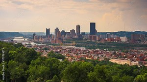 Pittsburgh, Pennsylvania, USA downtown cityscape on the Monongahela River