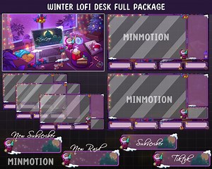 Animated Winter Lofi Desk Twitch Stream Full Package, Retro Lofi Desk, Christmas Tree, Santa Claus, Hot Cocoa, Candy, Graphic for Livestream - Etsy