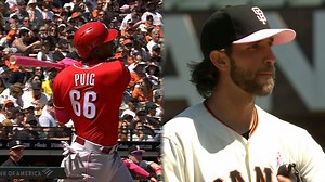 Puig takes Bumgarner deep