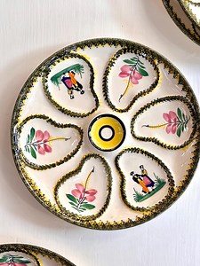 Vintage French Majolica Handpainted Floral Oyster Plate Ceramic - Etsy