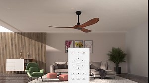 Obabala Ceiling Fans With Lights Remote Control 52 Inch Low Profile Ceiling Fan with 3 Wood Fan Blade Flush Mount Ceiling Fan Noiseless Reversible DC Motor -Matte Black
