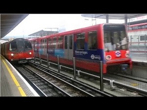 DLR and Jubilee Line Train at Canning Town Tube Station London Underground