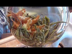 Blooming Chinese flower tea in Linong Tea House, Hong Kong
