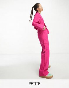 Extro & Vert Petite utility jumpsuit in hot pink | ASOS