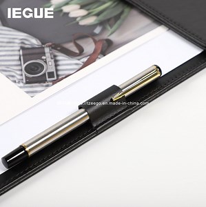 [Hot Item] 2023 A4 Black Leather Clipboard Conference Folding Clipboard Folder with Magnetic