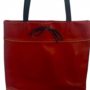 Christopher Kon Minimalist Unlined Red Leather Tote- Luxury Shoulder Bag