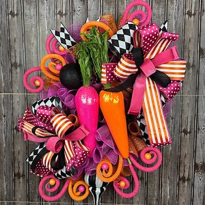 Carrot Wreath, Easter Wreath, Carrot Easter Wreath, Whimsical Easter Wreath, Front Door Wreath, Hot Pink and Orange Carrot Wreath - Etsy Canada