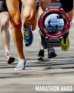 マラソンの季節到来！ ランニング用のCASIOアクティビティアプリを搭載したWSD-F21HRは、マラソンとそのトレーニングをサポートします。 ランニングには欠かせない距離、速度、時間、心拍数、現在地といった主要な情報をすべて測定し、手元で確認することができます。 これらはすべて、マラソンでより良い記録を更新するためにあります。 PRO TREK Smartと共に、記録の更新に挑戦しましょう。 #casio #protreksmart #smartwatch #wearablemap #goharder #f30 #f21 #ランニング #マラソン #心拍機能 #最大酸素摂取量 #gps | CASIO PRO TREK