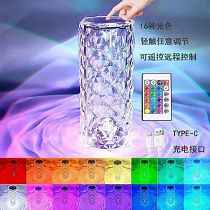 [Hot Item] Cheap LED Rose Crystal Table Lamp 16 Colors Changing RGB Rechargeable Touch Lamp USB LED Rose Desk Lamps