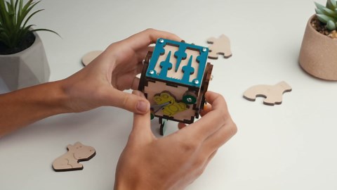 Wooden Activity Cube for Toddlers 1-3 Year - 6in1 Owl Puzzles Maze 3.15 х 3.15 inch - Sensory Busy Board – Travel Car Plane Handmade Fidget Toys – Baby Kids Montessori Activities