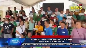 THE LAND TRANSPORTATION OFFICE (LTO) IS SCHEDULED TO DISTRIBUTE MOTORCYCLE PLATES THROUGH ITS COOPERATION WITH THE BARANGAY. Watch the full version of EuroTV News only on EuroTV News official Facebook page. You may also watch the newscast at Pinoy Extreme Cable Channel. For more news and information, you may visit our official website eurotvph.com #newsupdate #newsfeed #eurotvphilippines #icymi #newsphilippines #newstoday | Eurotv News | Facebook