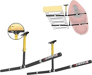 GanFindX Adjustable Kayak Ceiling Storage Rack | Heavy-Duty 200 LBS | Ladder Ceiling Rack System, Garage Mount Hanger for Ladder, Paddle Board, SUP, Snowboard 2 Pack