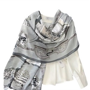 [Hot Item] Elegant European Print Polyester Chiffon Scarf Stylish Muslin Hijab Hendband for Women