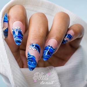 Trending Blue Marble Nail Art Design Set #nailcompilation #trendingnailart #summernailart #nailsets #unas #forbeginners #marblenails #bluemarblenails #fypnail | Nat de Nail