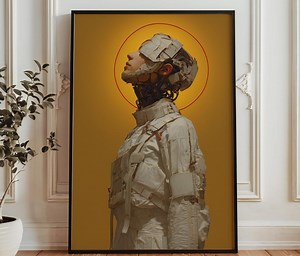 Futuristic Female Android Art Print - Minimalist Cyberpunk Portrait Poster - Sci-fi Cyborg Woman Wall Art - AI Aesthetic Halo Design - Etsy Canada