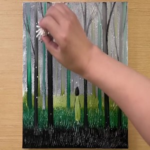 How to Draw an Olive Green Forest / Acrylic Painting Technique | Painting Skills
