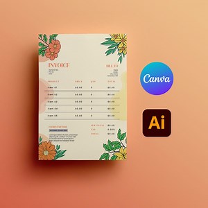 Floral Invoice Template for Canva & Illustrator | Editable Business Invoice | Printable Aesthetic Billing Sheet | Minimalist Billing Form - Etsy Canada