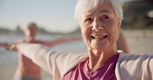 Beach Class Teacher Old Woman Doing Stock Footage Video (100% Royalty-free) 1107822033 | Shutterstock