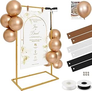 Wedding Welcome Sign Stand, 57”x31”x16” Heavy Duty Easel Stand for Sign with Balloons & Satin Ribbon & Leather Strap, Welcome to Our Wedding Sign Stand Holder for Seating Chart, Posters, and Decor (Golden, 57x31x16inch)