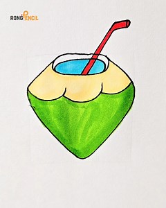 14K views · 129 reactions | Easy coconut drawing step by step 便 #coconut #art #drawing #easydrawing | Rong Pencil | Facebook