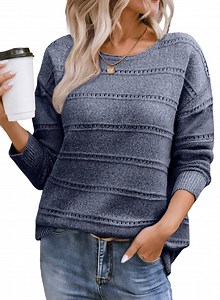 DOKOTOO Women's Sweaters Lightweight Boat Neck Crochet Hollow Out Fall Knitted Pullover Tops for Women​ - Walmart.com