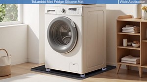 ToLanbbt Mini Fridge Silicone Mat with 4 Base Raisers - 20" x 20" x 0.6" Mini Fridge Drip Tray Under Refrigerator Mat Carpet Floor Protector Leak-Resistant Portable AC Pan for Washing Machine, Black