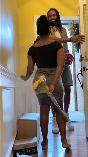 Giving my fiancé flowers just because 🥰 #love #blacklove #couples #couplegoals #relationships