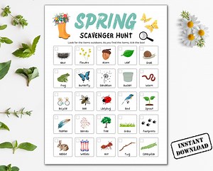 Spring Scavenger Hunt, Outdoor Season Treasure Hunt Printable, Nature Game Search and Find Game for Kids, Toddler Preschool Spring Activity - Etsy