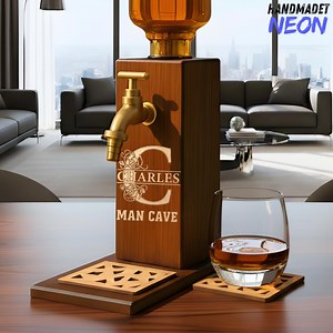 Custom Cigar & Whiskey Lounge Liquor Dispenser, Personalized Engraving Name Wooden Whiskey Dispenser, Gift for Husband, Dad, Whiskey Lovers - Etsy
