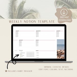 Notion Personal Weekly Planner | Beginner Friendly Dashboard Minimal Tracker - Etsy Canada