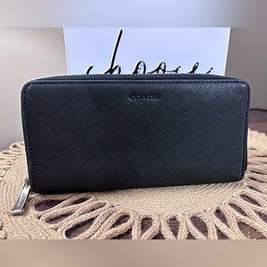 Coach Elegant Black Zip Wallet with lots of card holders