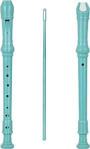 ABS Recorder Instrument, 8 Hole Flute Plastic German Fingering, Soprano Recorder Instrument for Beginners School Student Home Entertainment (Blue)