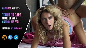 Playful Stepsis Joy Adamson tricks me to play truth or dare - rides cock & cum in mouth