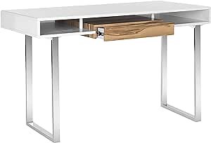 SAFAVIEH Home Collection Metropolitan White and Chrome Computer Desk