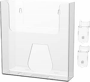 Marketing Holders 2 Pack Slatwall Brochure Holder 8.5" Wide Clear Acrylic Catalogs Magazine Rack Slot Wall Display Realtors Law Firms Libraries