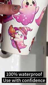 100 PCS Halloween Ghost Theme Vinyl Stickers, Cute Ghost Decorative Stickers for Parties, Suitable for Children, Teens, and Adults, Ideal for Water Bottles, Laptops, and Cups
