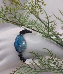 Natural Blue Agate Gemstone Bracelet, Genuine Faceted Bracelet, Handmade Beaded Jewelry, Gift for Any Occasions, Eye Catching Bracelet - Etsy UK