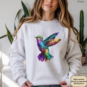 Hummingbird Women Sweatshirt Colorful Hummingbird Crewneck Vibrant Bird Lover Sweater Artistic Nature Sweater - Etsy