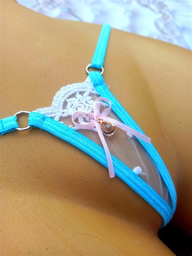 Weißer schiere Spitze Micro String String mit türkisfarbenen Trägern | Hosenrock Transparente | Spitzen Slip - Etsy Österreich