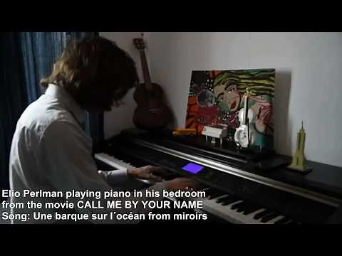 Elio (Timothée Chalamet) playing piano in his bedroom: from CALL ME BY YOU NAME ...