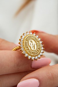 Custom Womens University Ring - Personalized Gold Rings for Women, Graduation Gift - Etsy