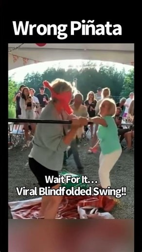 Epic Piñata Swing Fail! Hilarious Lady Hits Unexpected Target! #viralvideo #funny #funnyvideos