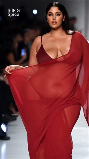 Bold Runway Revival: Plus Size Saree Fashion Lookbook #aifashion #aisaree #desifashion #shortsfeed