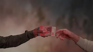 Hand counting passing money currency - hand giving money Swiss banknotes