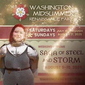 Tickets running low! 🛡️⚡ Don’t miss a wild weekend of warriors, Vikings, and ancient lore at Saga of Steel & Storm! 🎟️ bit.ly/WMRF2025 | Washington Midsummer Renaissance Faire